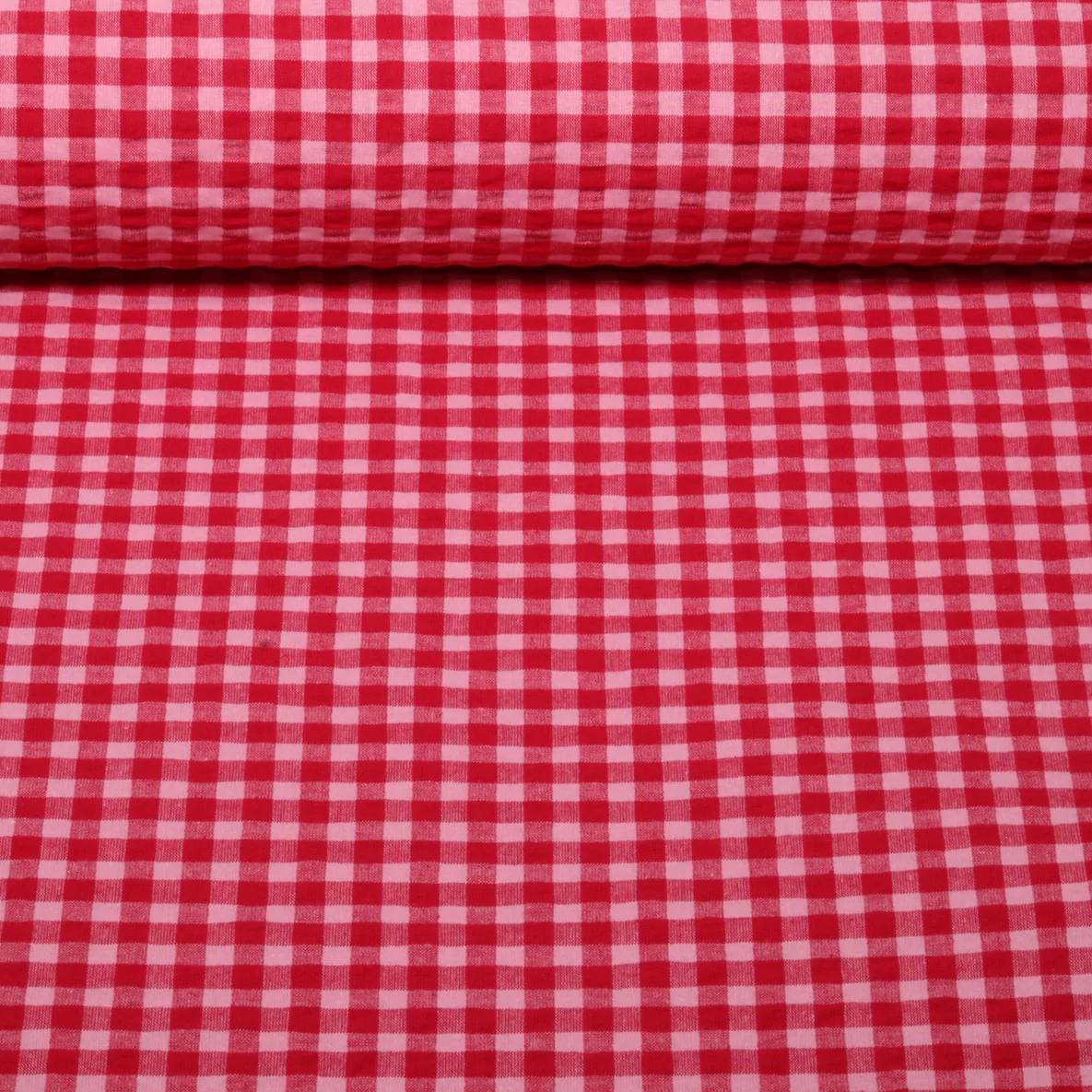 Seersucker Karo Rot Rosa