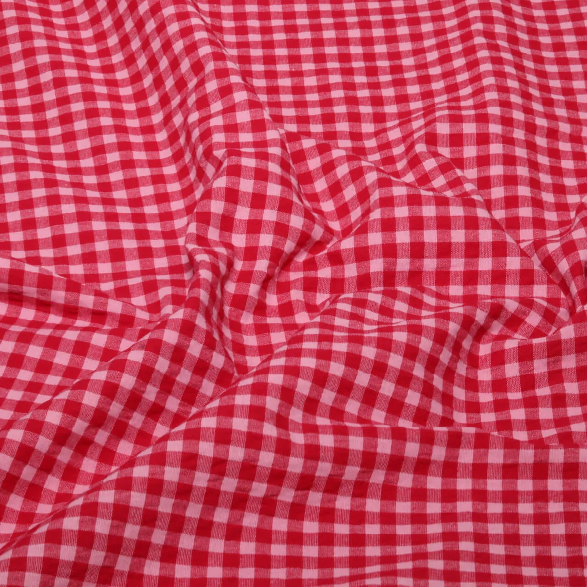 Seersucker Karo Rot Rosa