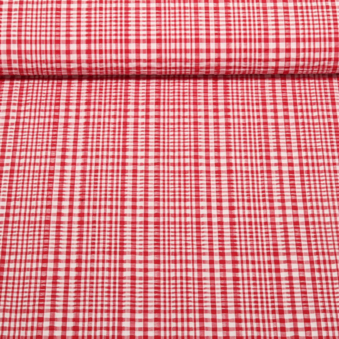 Seersucker Karo Rot