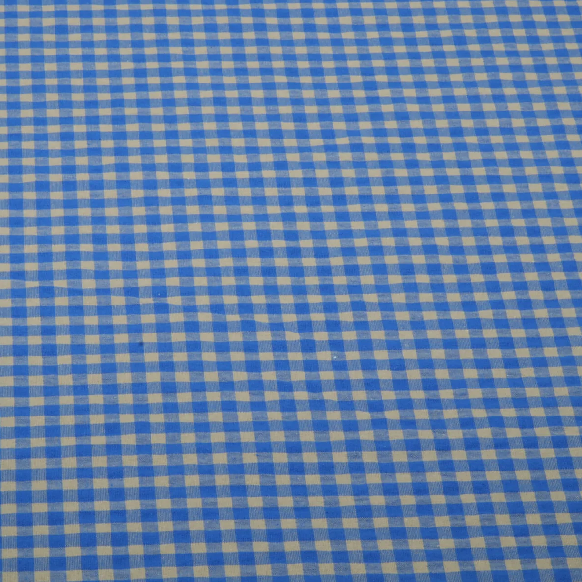 Seersucker Karo Royalblau Beige