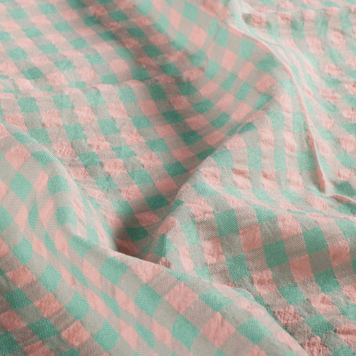 Seersucker Karo XL Mint Rosa
