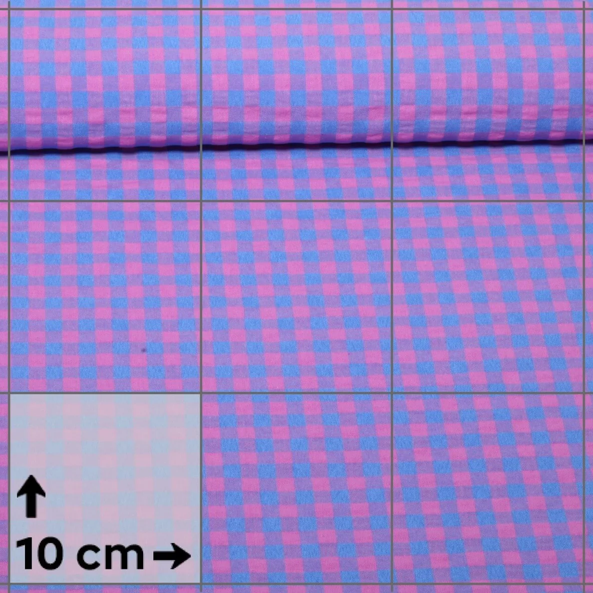 Seersucker Karo XL Pink Blau