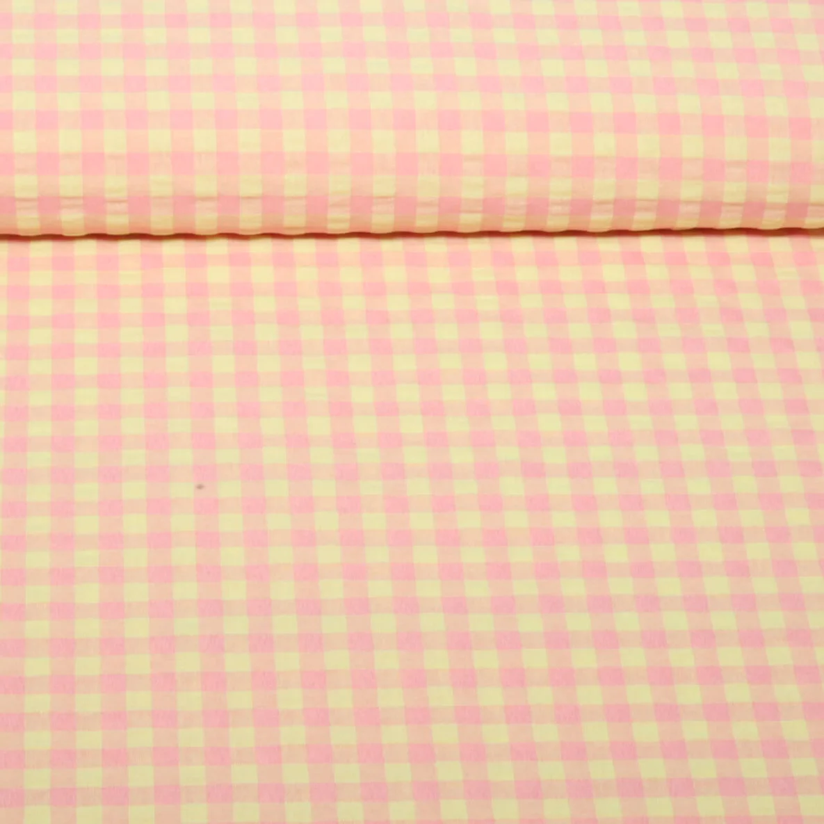 Seersucker Karo XL Rosa Gelb
