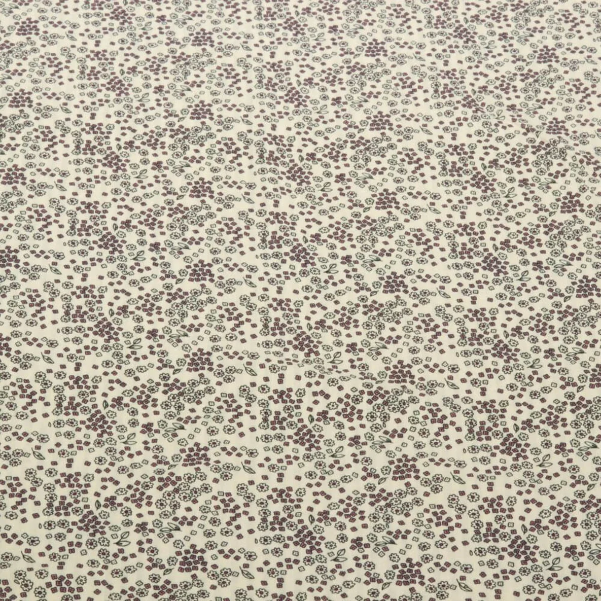 Seersucker Mini Blumen Vintage Aubergine