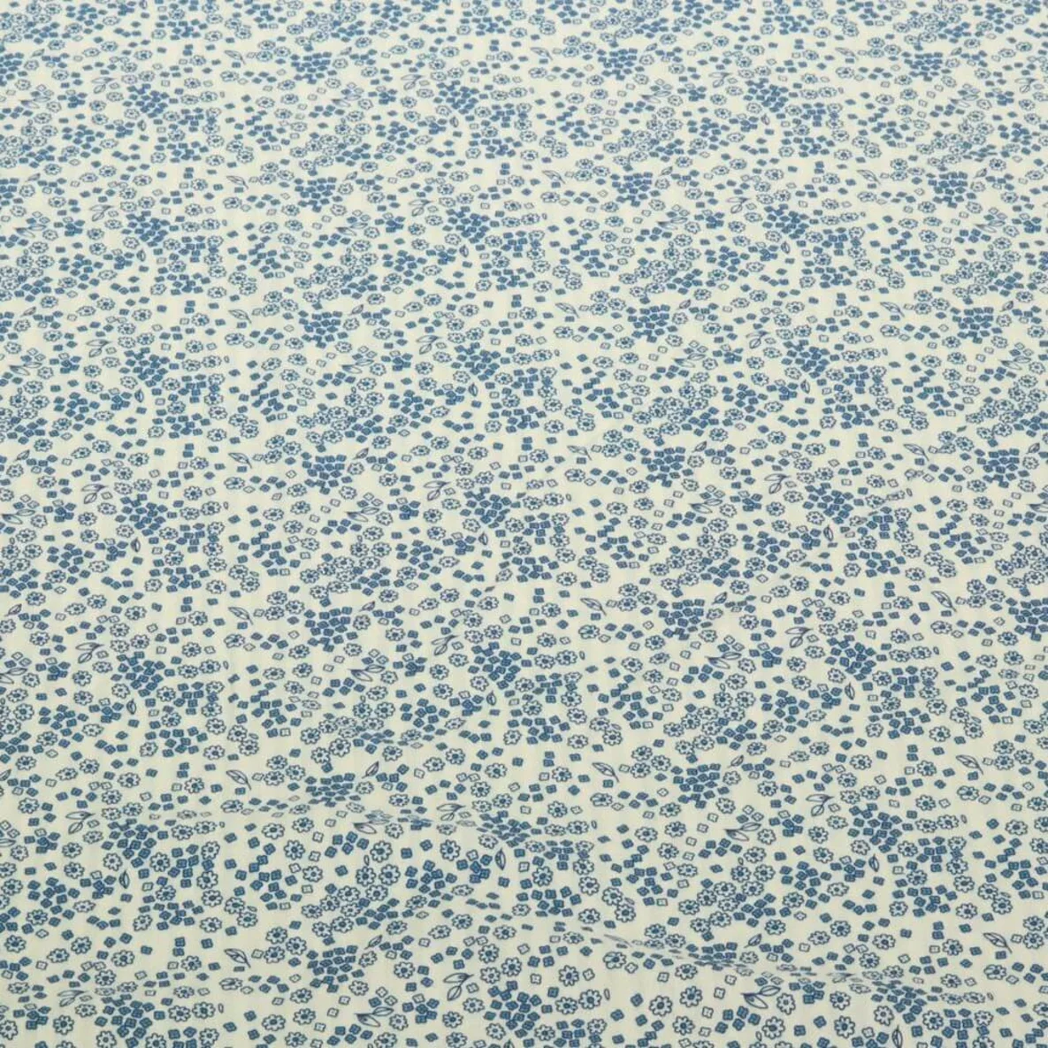 Seersucker Mini Blumen Vintage Jeansblau