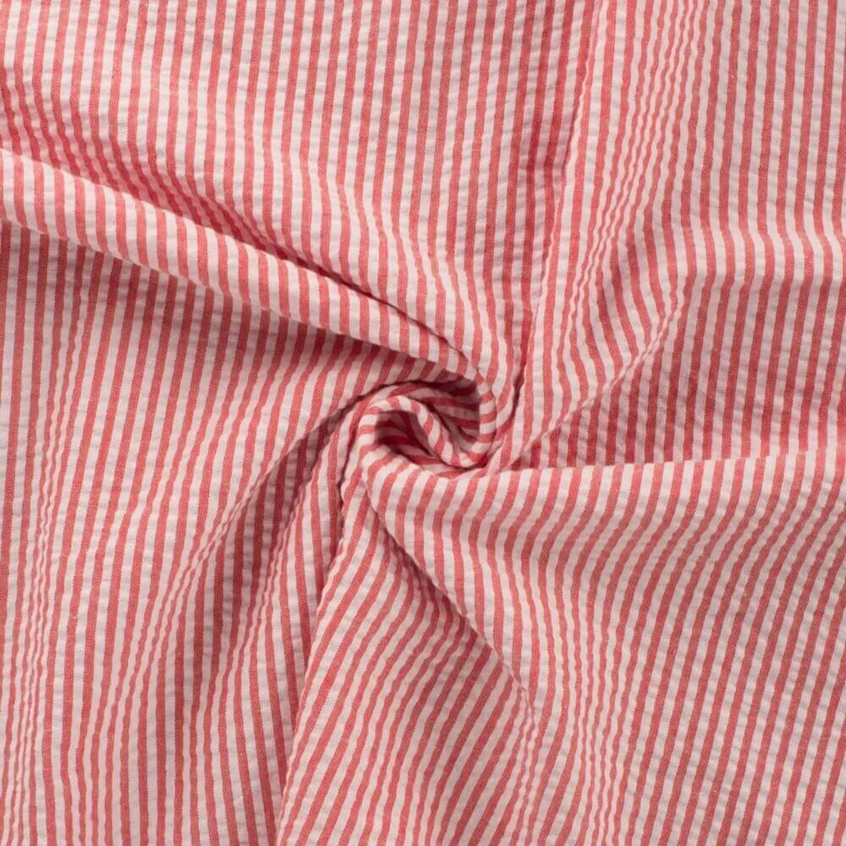 Seersucker Streifen Rot