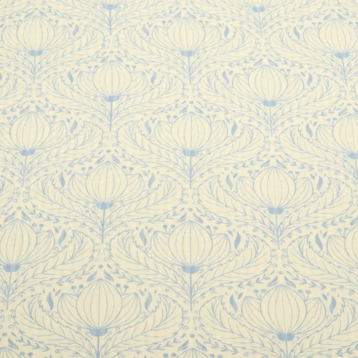 Seersucker Vintage Blüten Ecru Blau