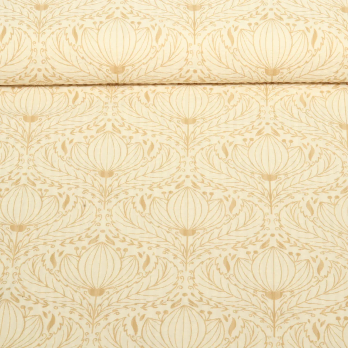 Seersucker Vintage Blüten Ecru Braun