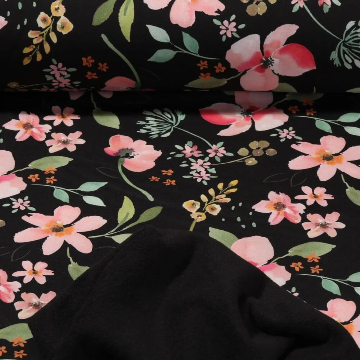 Softshell Blumen Schwarz
