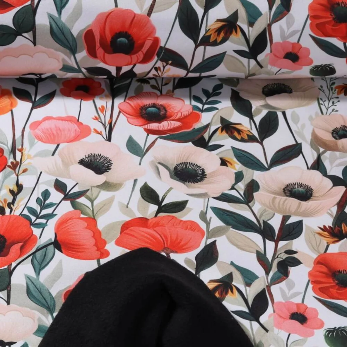 Softshell Mohnblumen Ecru