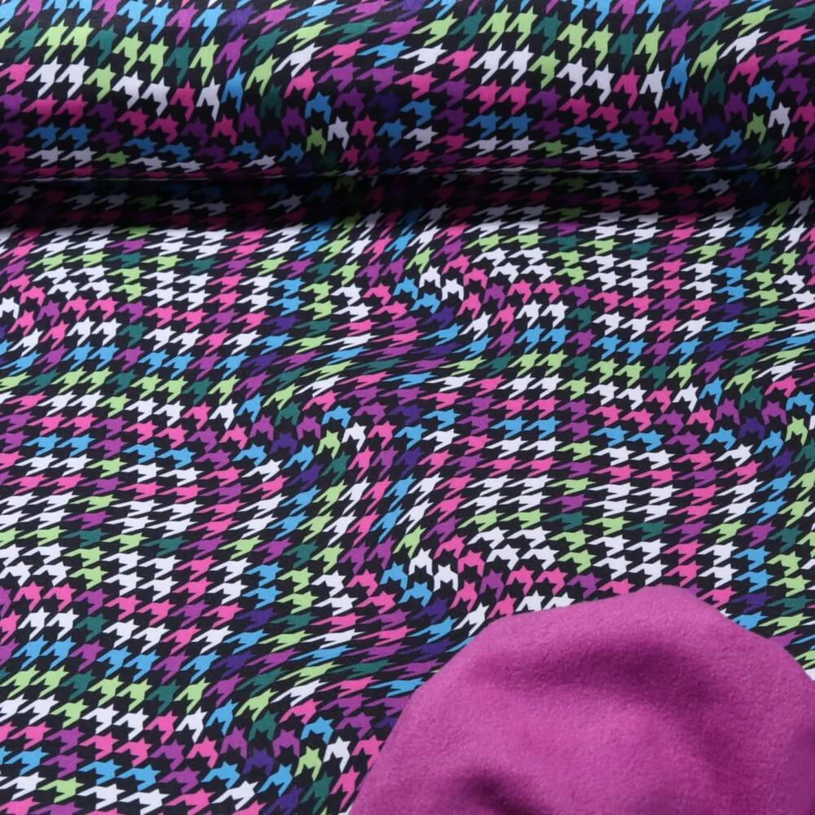 Softshell Welliger Hahnentritt Fuchsia