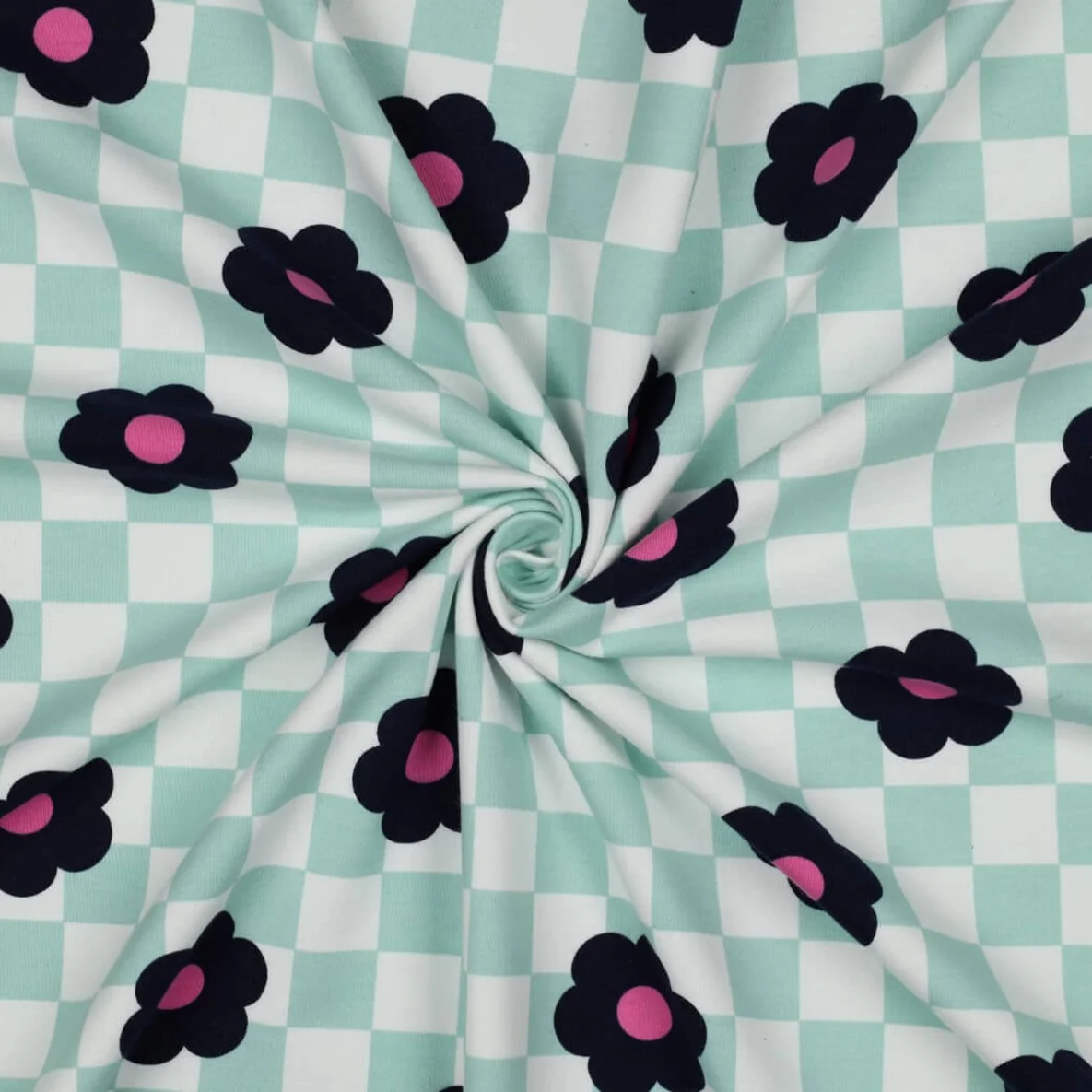 Softsweat Karos und Blumen Mint