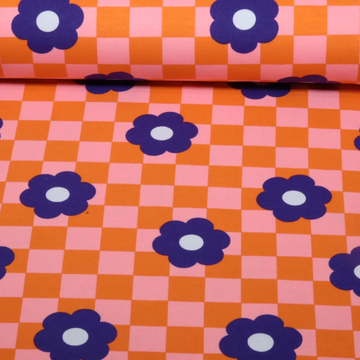 Softsweat Karos und Blumen Orange