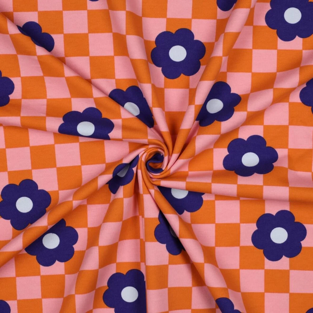 Softsweat Karos und Blumen Orange