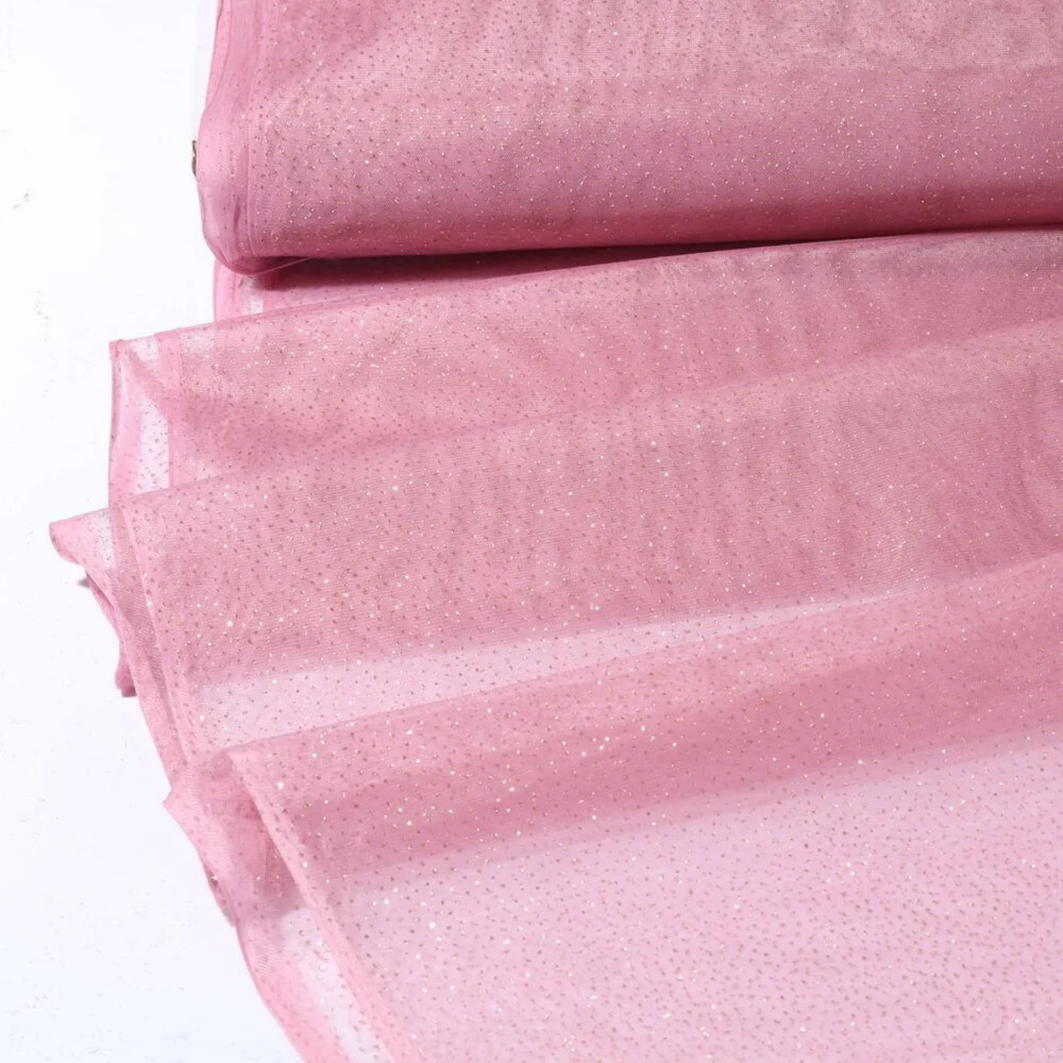 Softtüll Glitzer Gold Altrosa