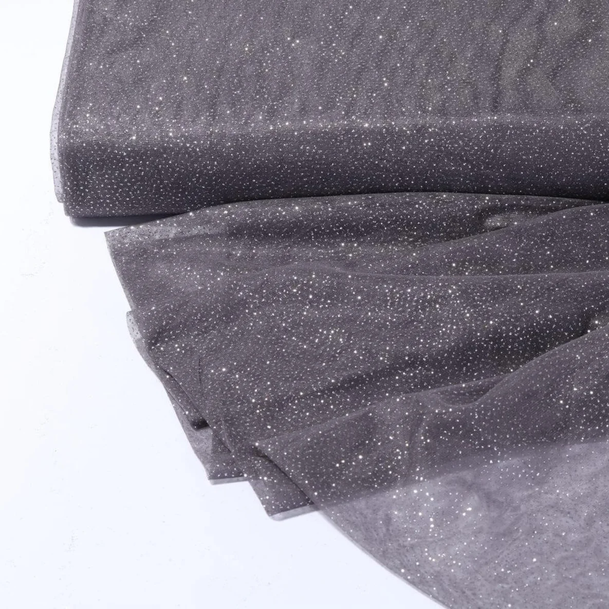 Softtüll Glitzer Silber Dunkelgrau