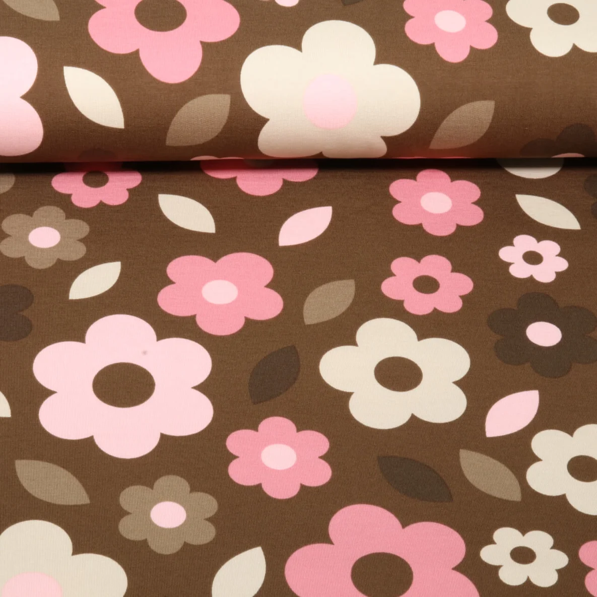 Sommersweat B-Trendy Blumen Braun