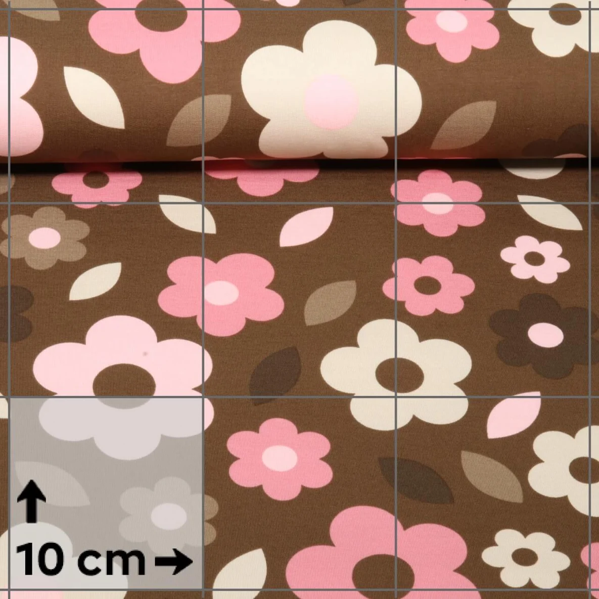 Sommersweat B-Trendy Blumen Braun