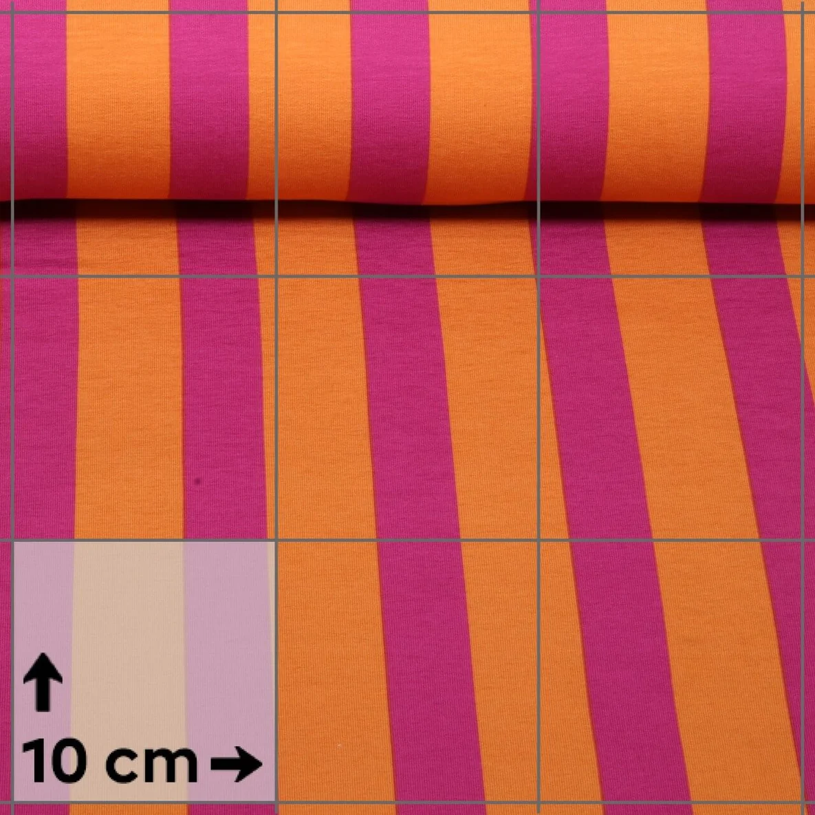 Sommersweat Blockstreifen Orange Pink