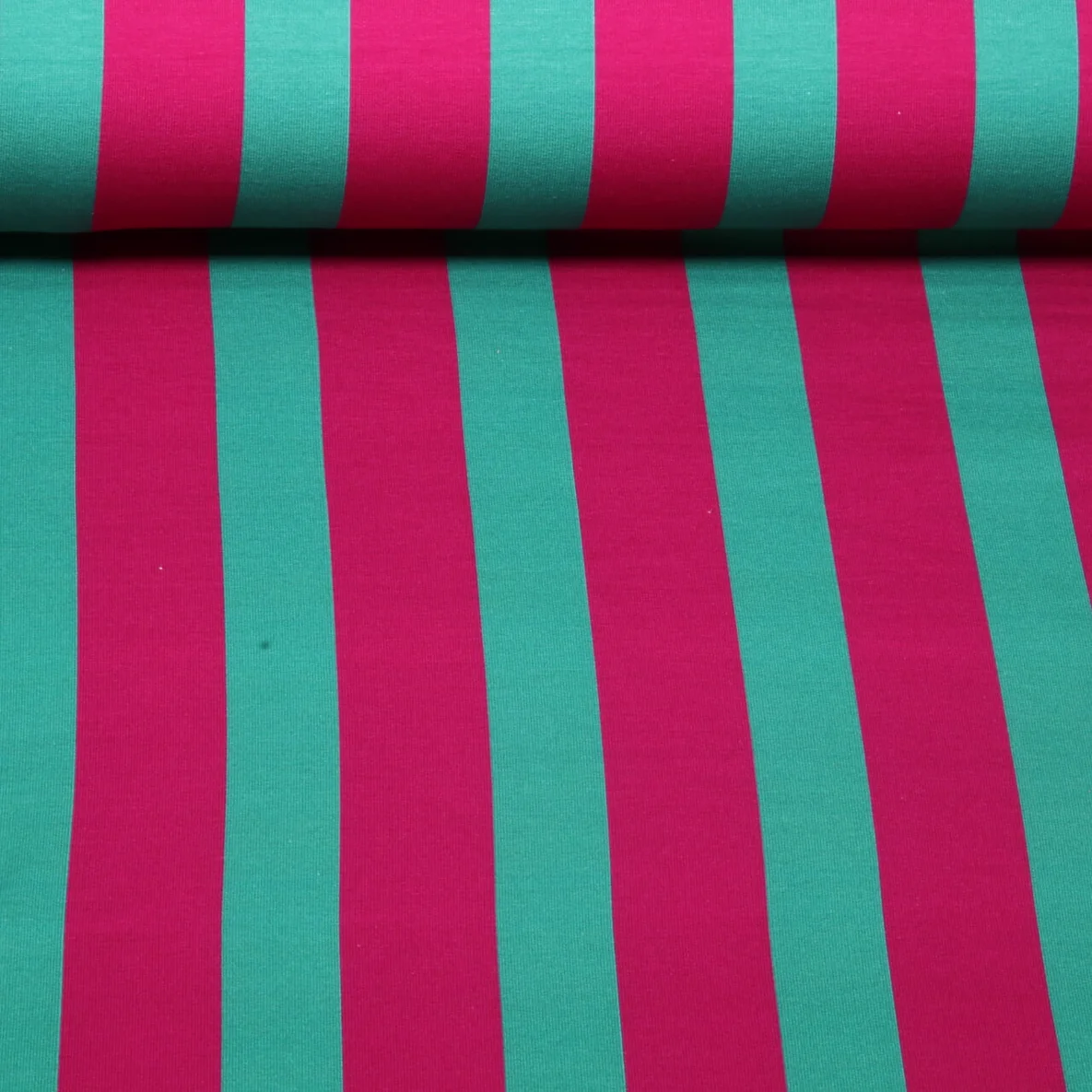 Sommersweat Blockstreifen Pink Grün