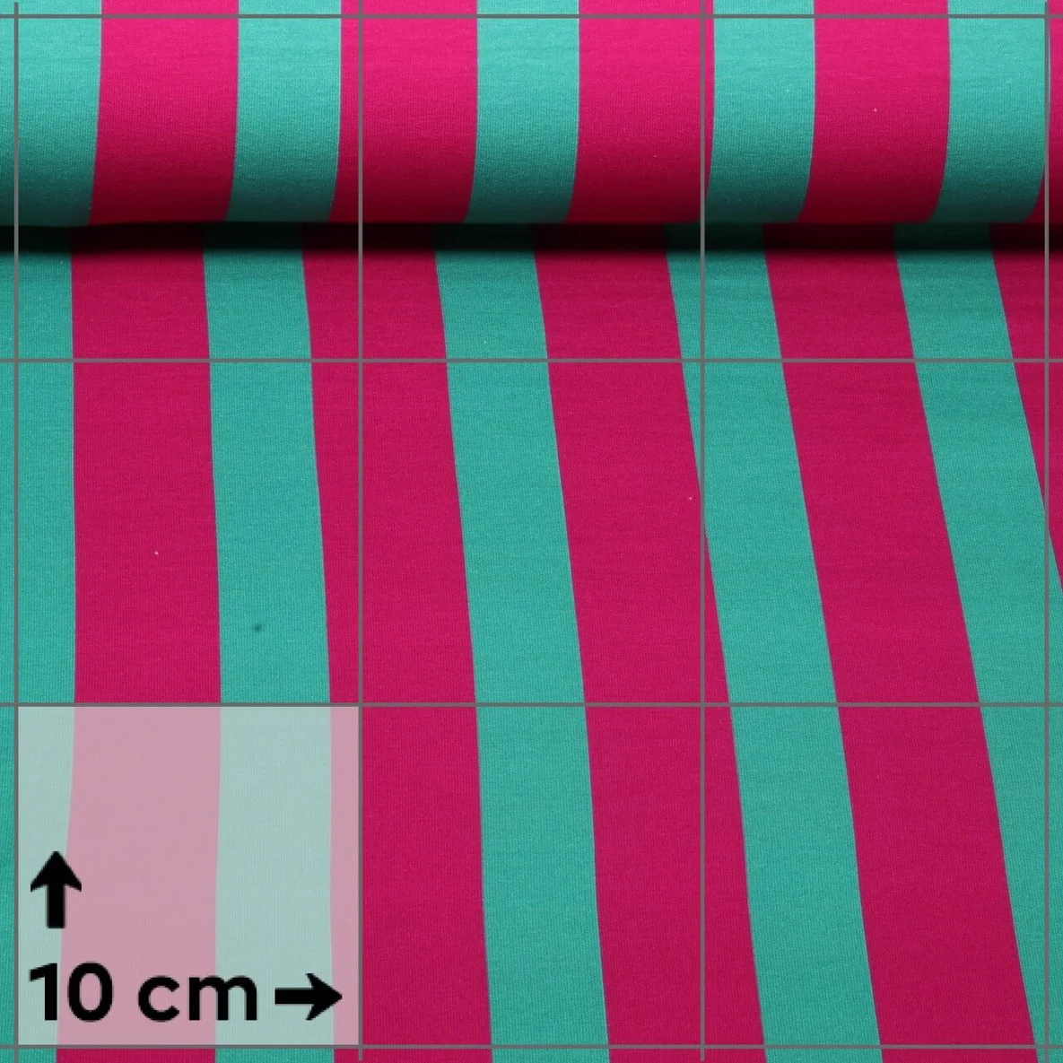 Sommersweat Blockstreifen Pink Grün