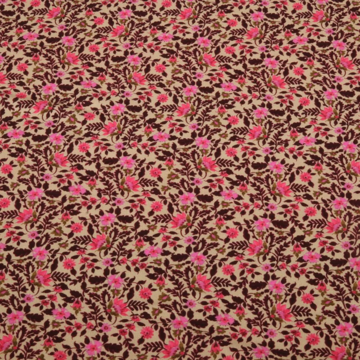 Sommersweat French Terry Blüten Beige Rosa
