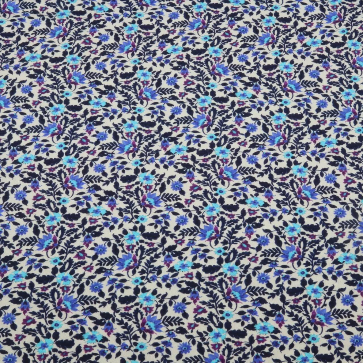 Sommersweat French Terry Blüten Hellgrau Blau