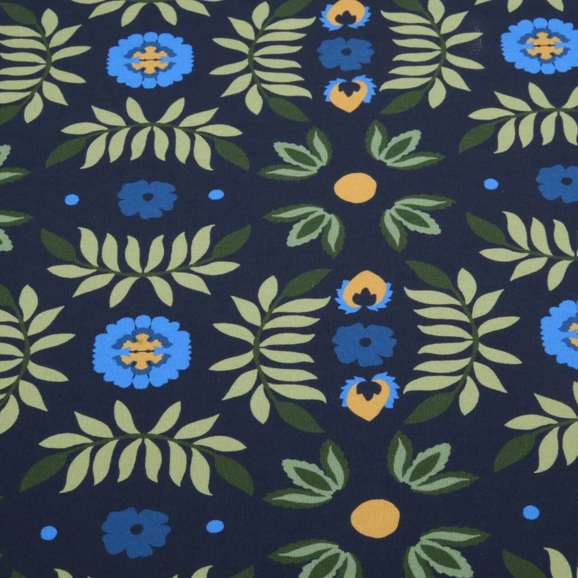 Sommersweat French Terry Blumen Navy