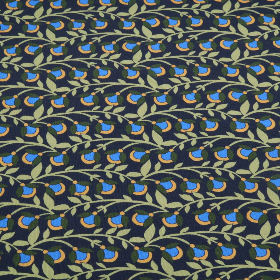 Sommersweat French Terry Blumenranken Navy