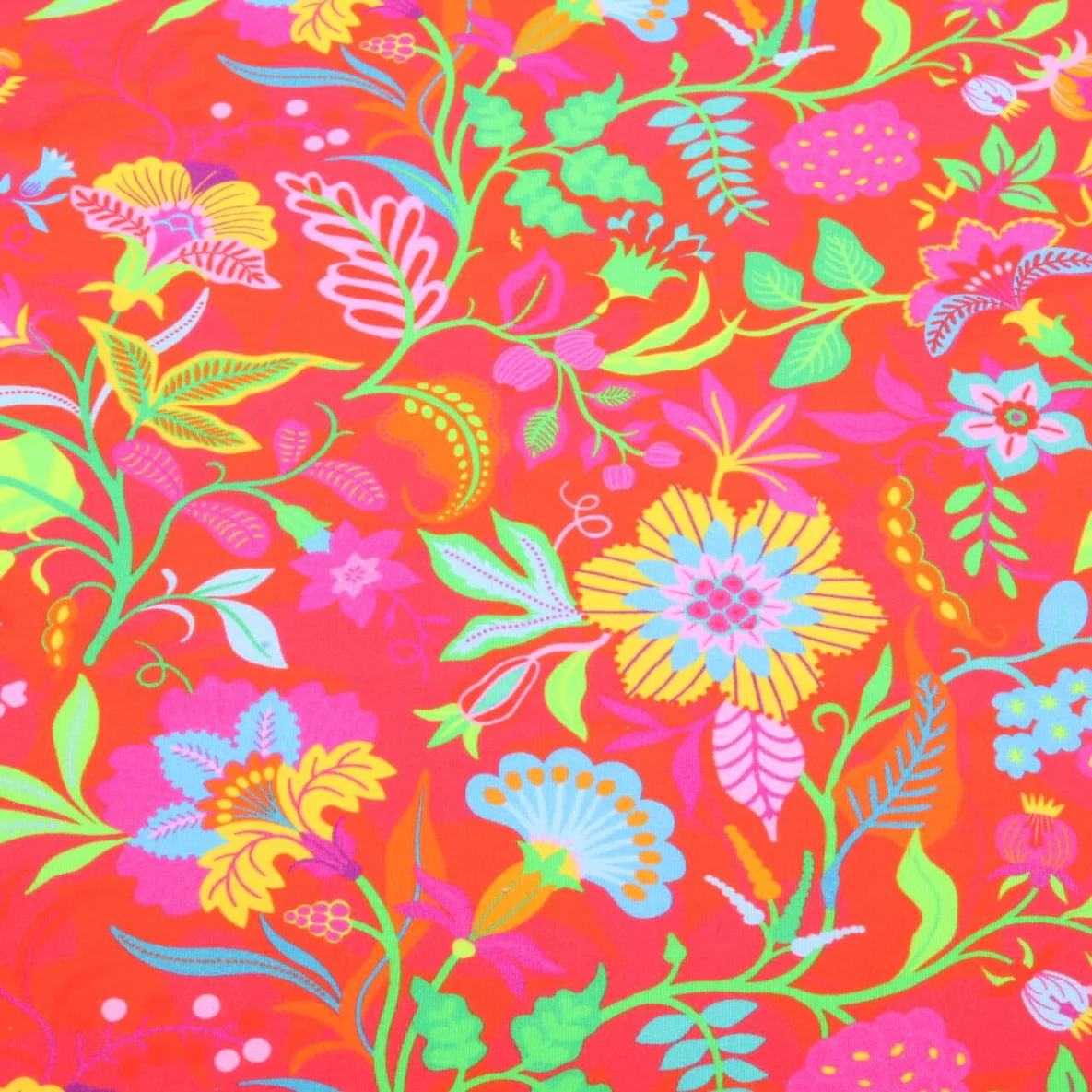 Sommersweat French Terry Boho Blüten Rot