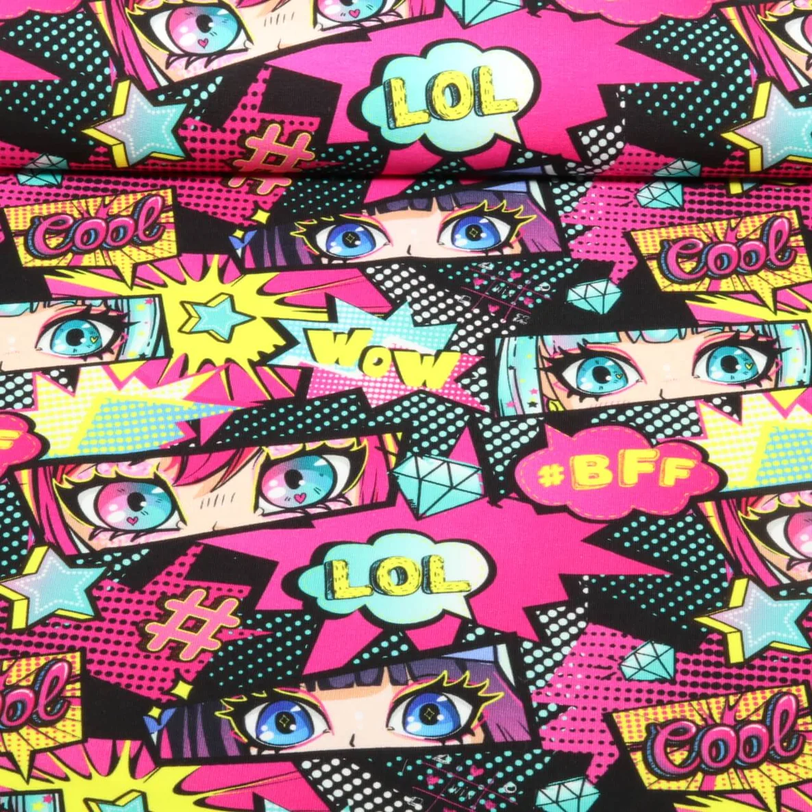 Sommersweat French Terry Comic Mädchen Multicolor
