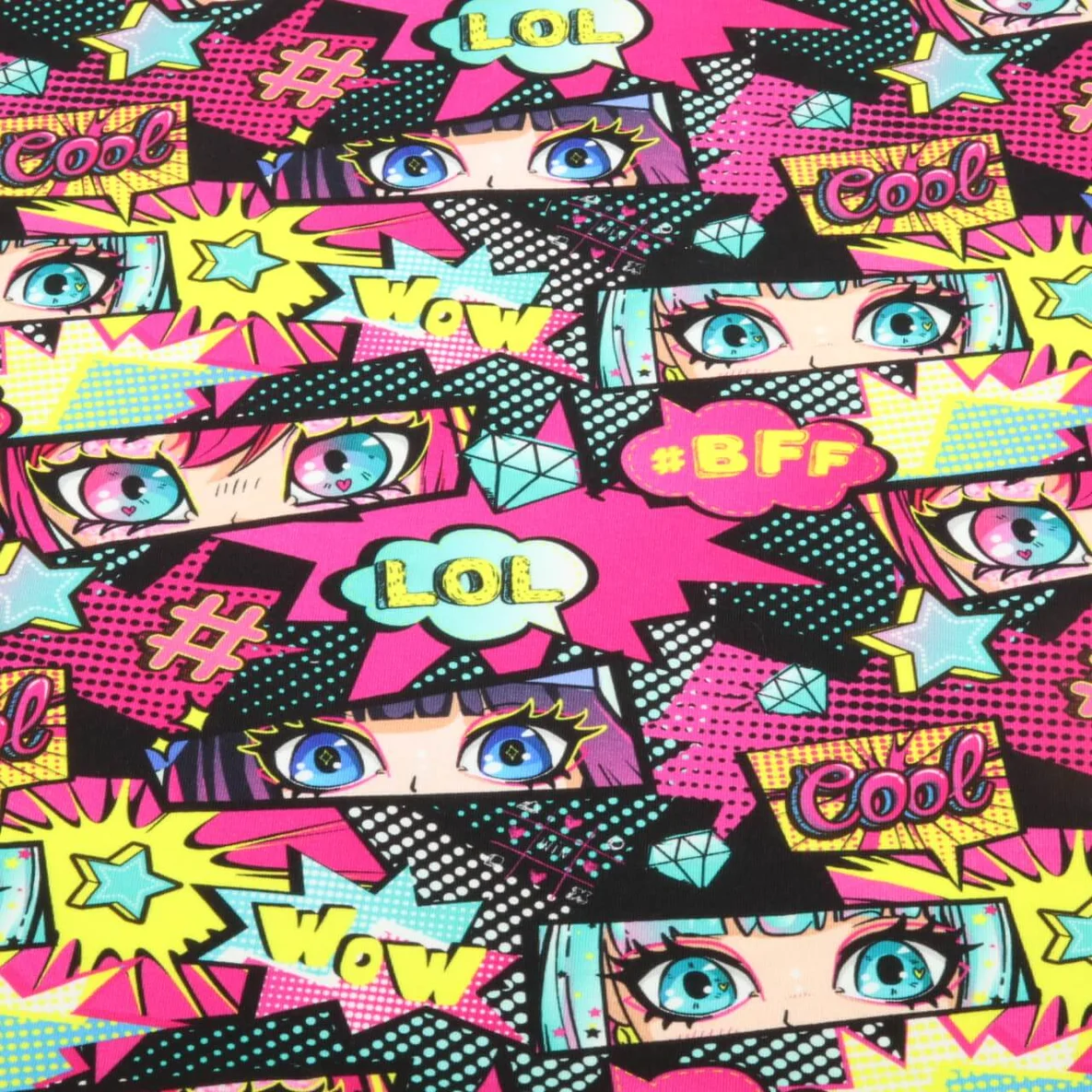 Sommersweat French Terry Comic Mädchen Multicolor