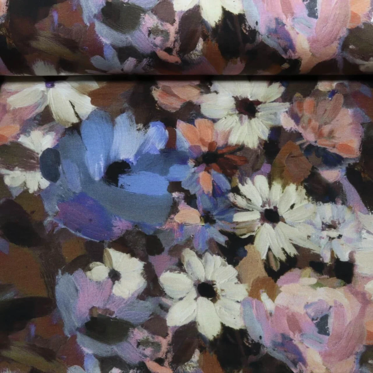 Sommersweat French Terry Digitaldruck Blüten Gemalt Violett