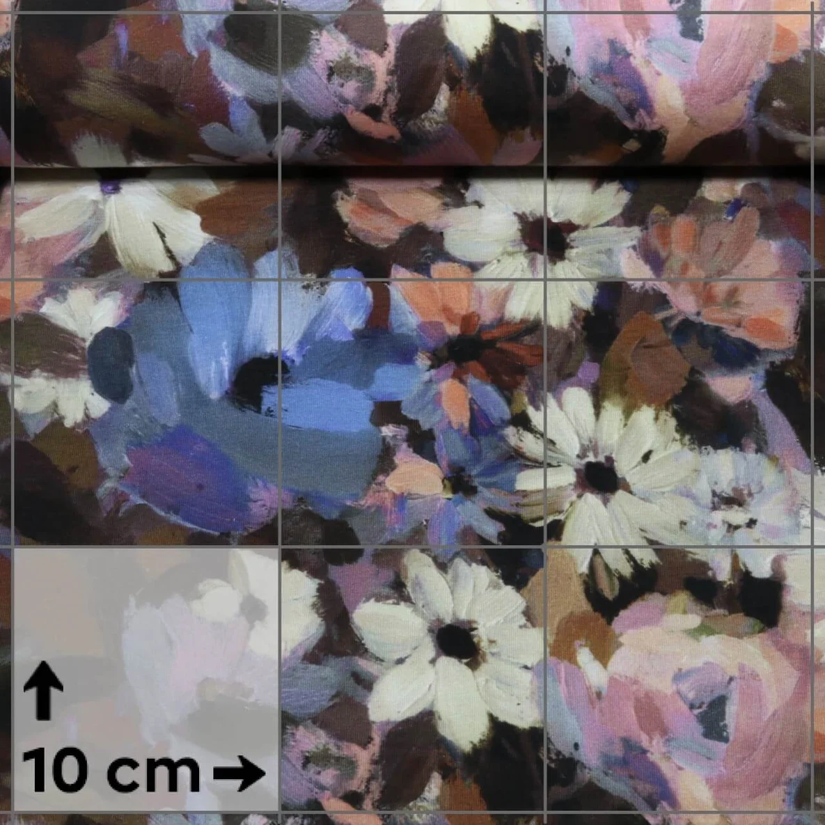 Sommersweat French Terry Digitaldruck Blüten Gemalt Violett