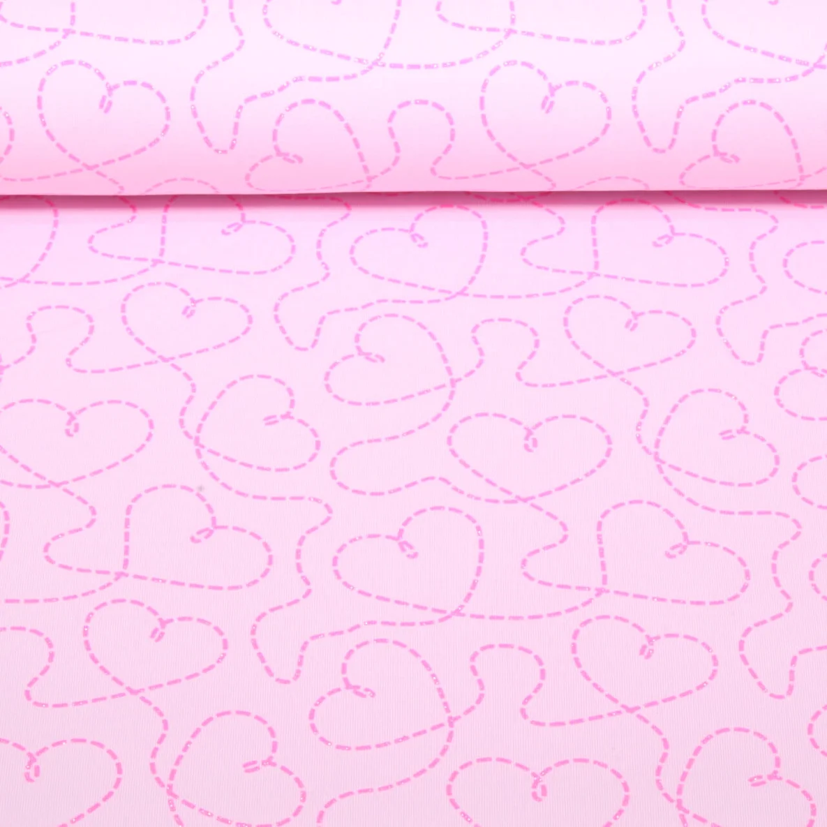 Sommersweat French Terry Herzen Glitzer Rosa