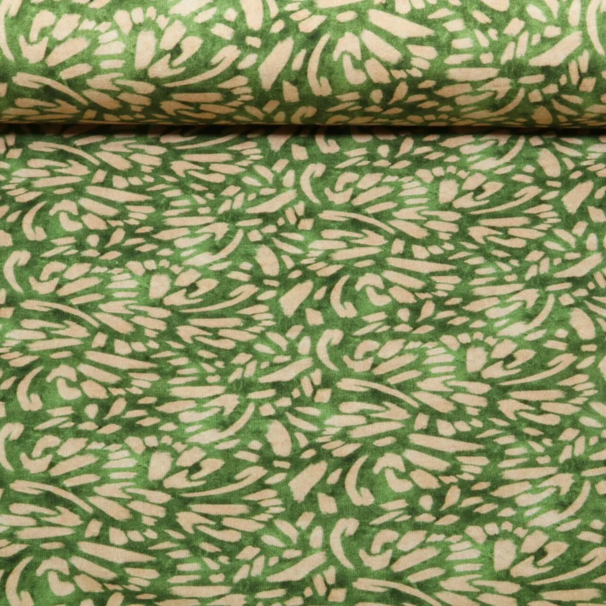 Sommersweat French Terry Kleine Pinselstriche Olivgrün