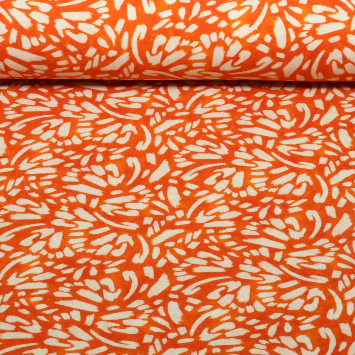 Sommersweat French Terry Kleine Pinselstriche Orange