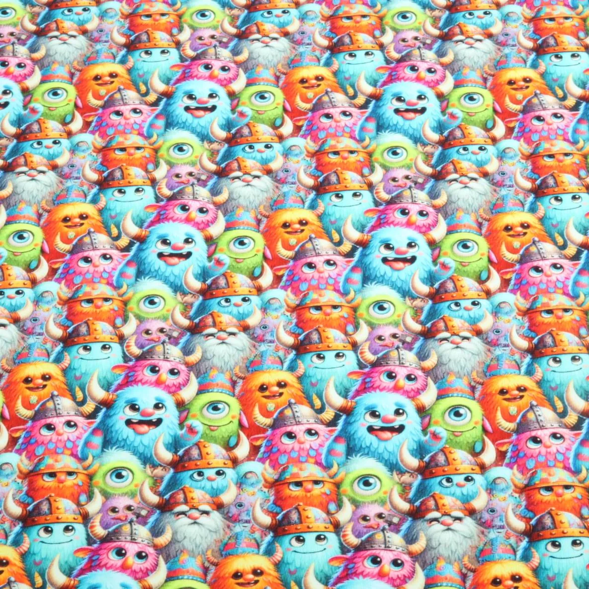 Sommersweat French Terry Monster Wikinger Multicolor
