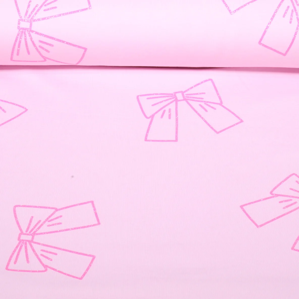 Sommersweat French Terry Schleifen Glitzer Rosa