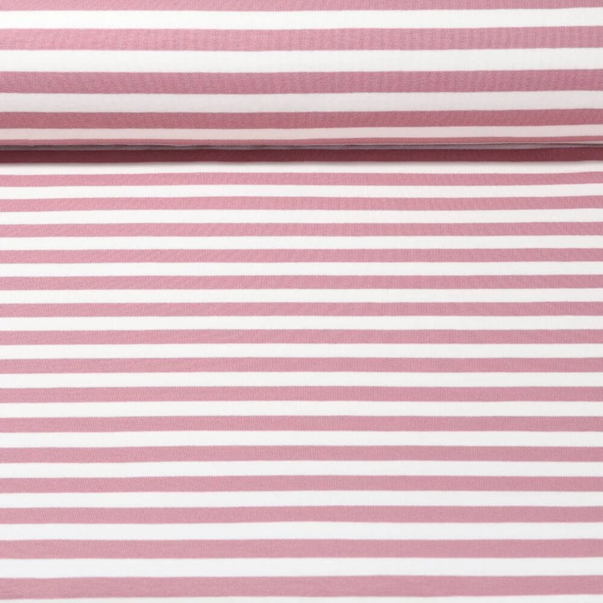 Sommersweat French Terry Streifen Ecru Altrosa Garngefärbt