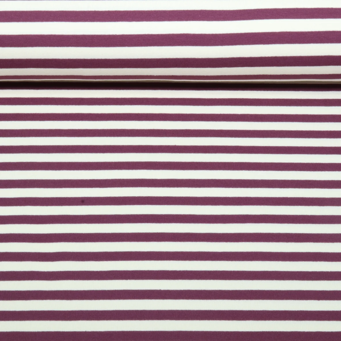 Sommersweat French Terry Streifen Ecru Aubergine Garngefärbt