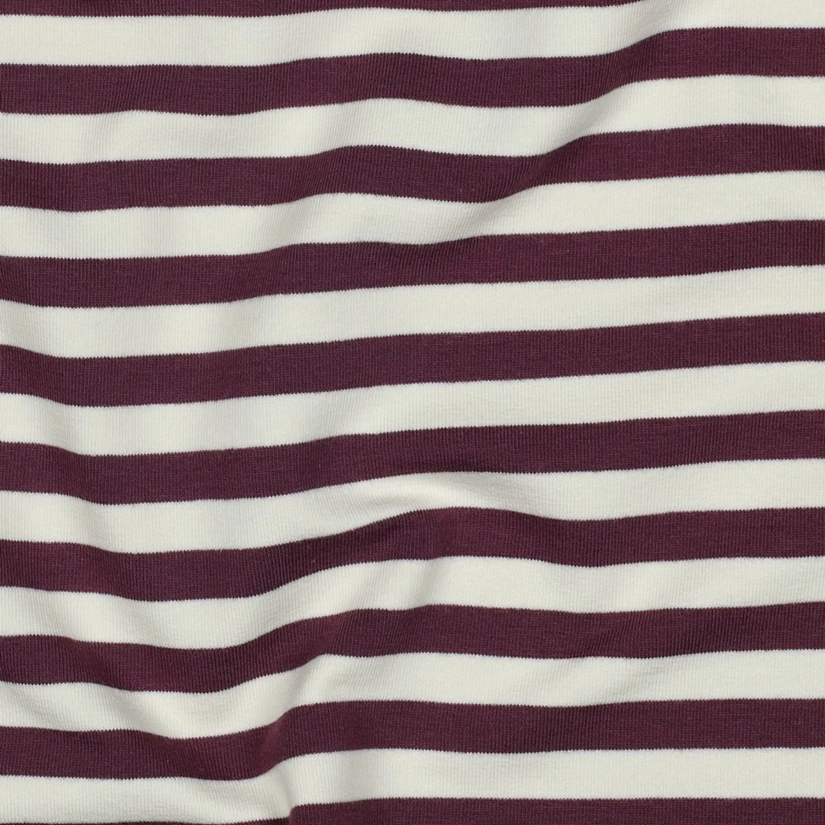 Sommersweat French Terry Streifen Ecru Aubergine Garngefärbt