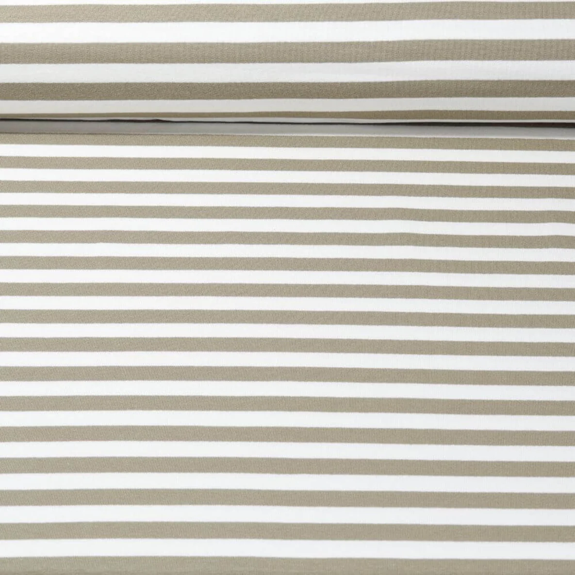 Sommersweat French Terry Streifen Ecru Olive Garngefärbt