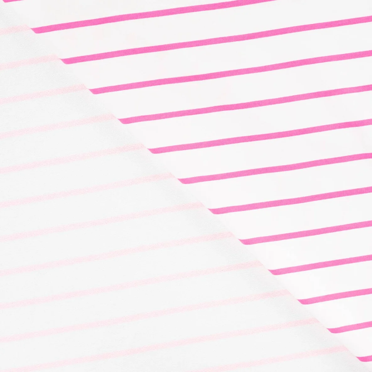 Sommersweat - French Terry Streifen Weiß Neon Pink