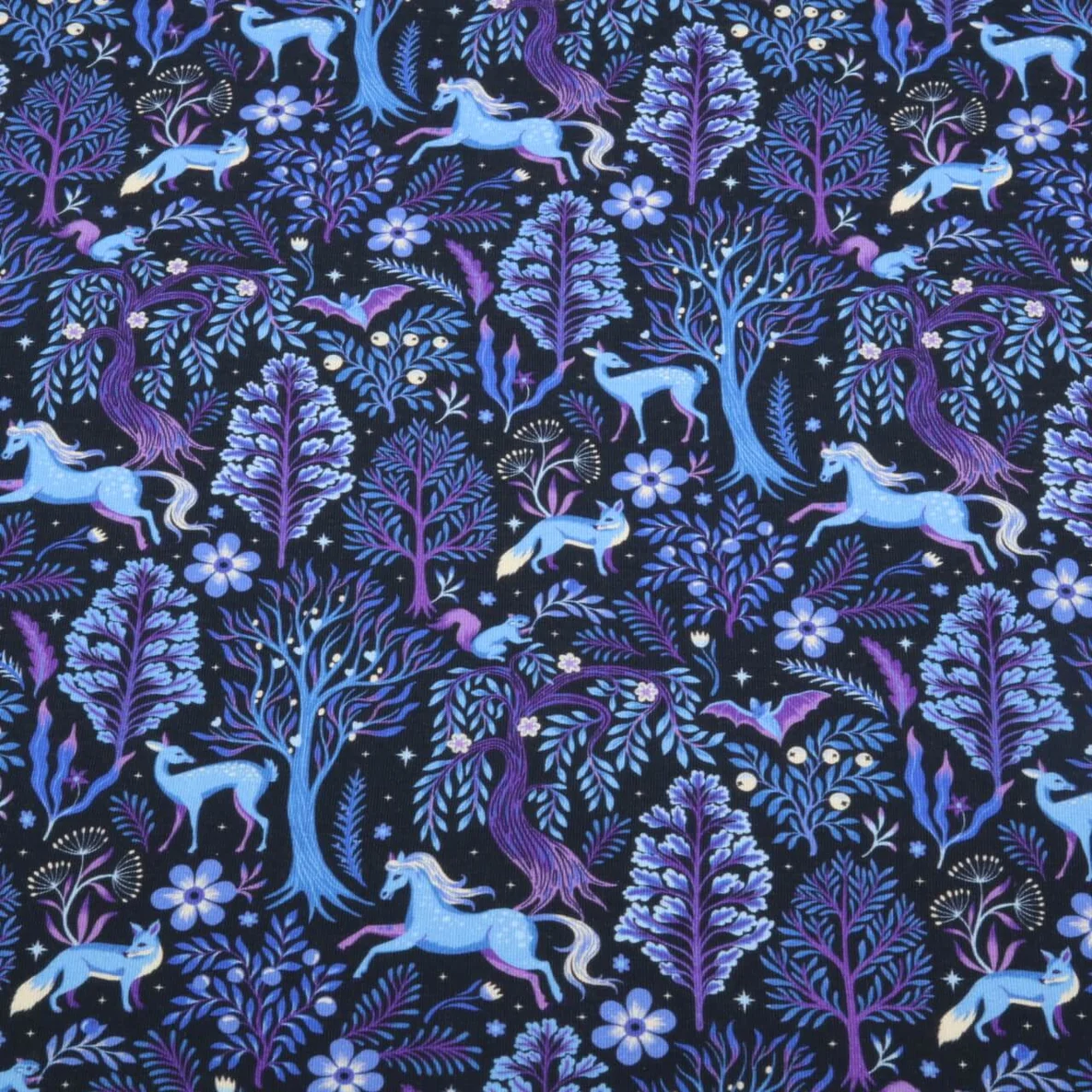 Sommersweat French Terry Wald Tiere Navy