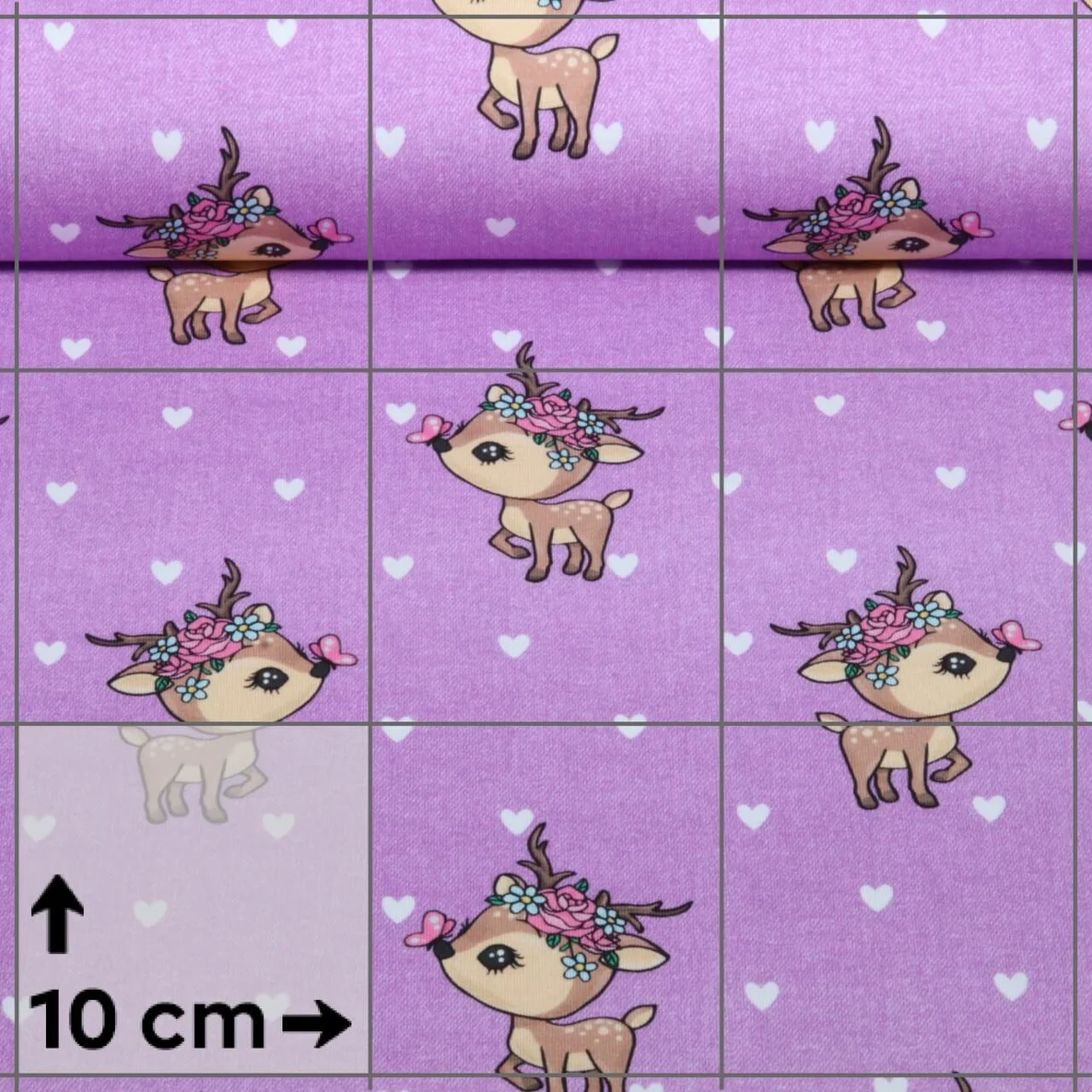 Sommersweat Glitzerpüppi French Terry Digitaldruck Kleiner Hirsch Lila