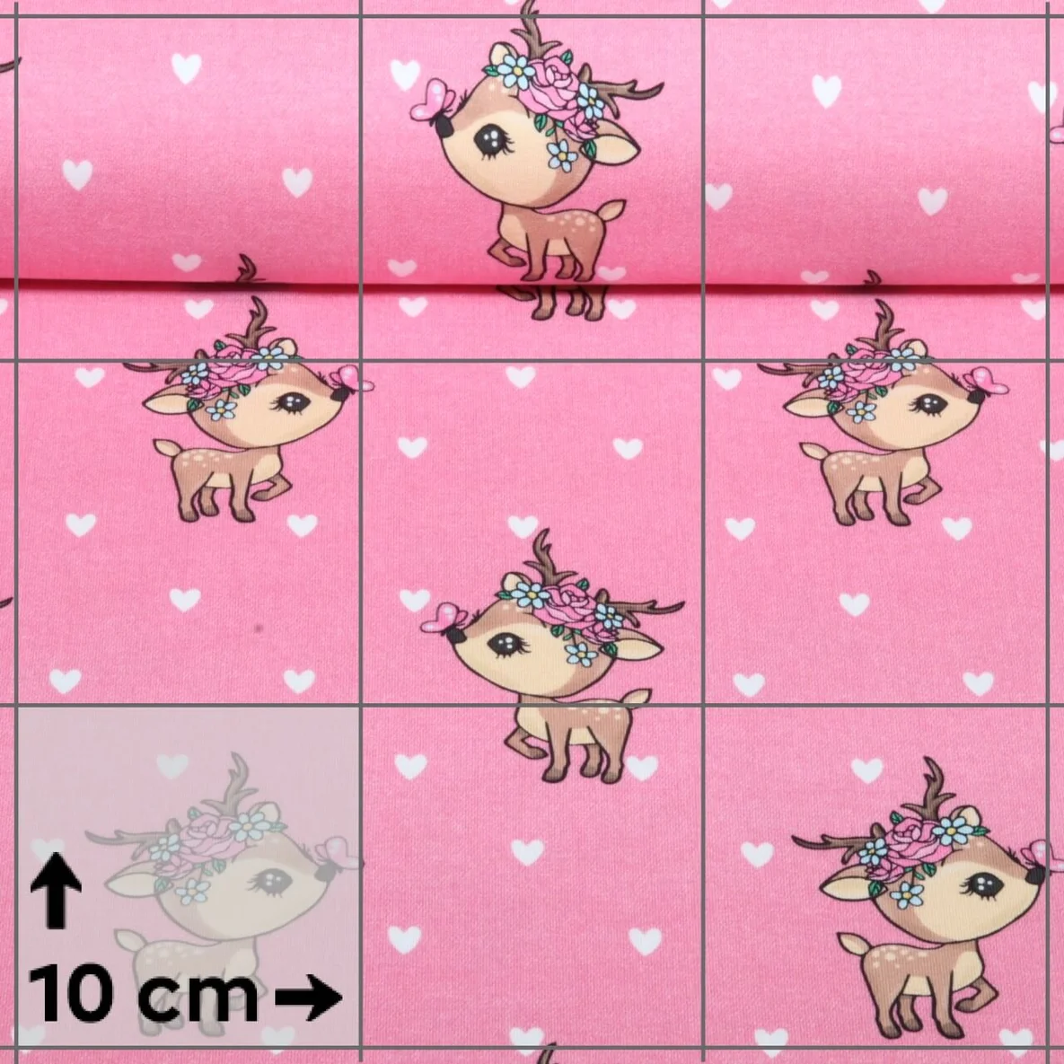 Sommersweat Glitzerpüppi French Terry Digitaldruck Kleiner Hirsch Rosa