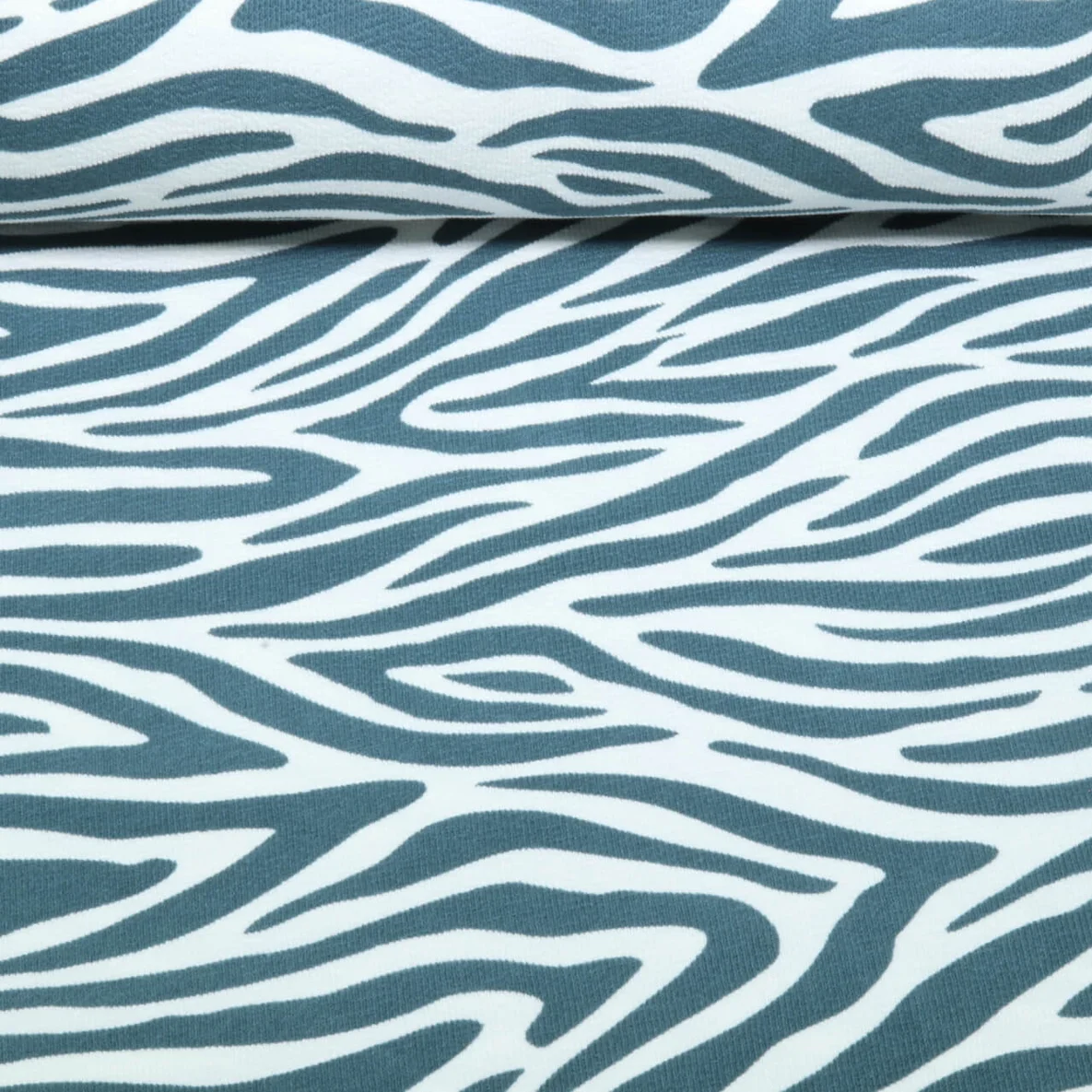 Sommersweat Krepp Zebra Ecru Petrol