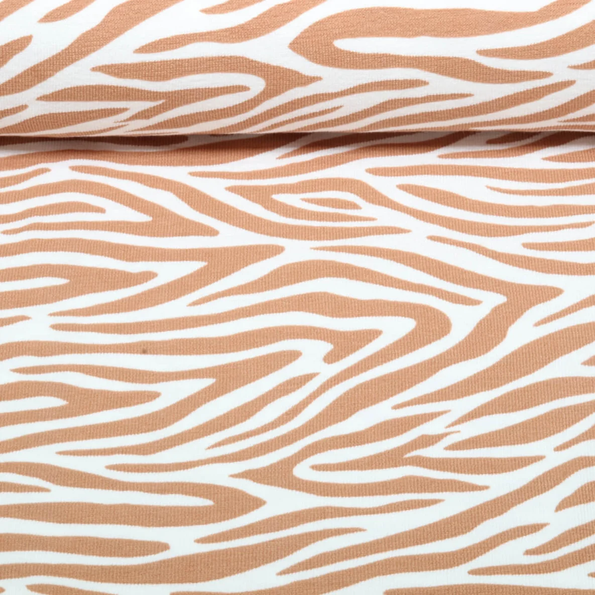 Sommersweat Krepp Zebra Weiß Hellbraun