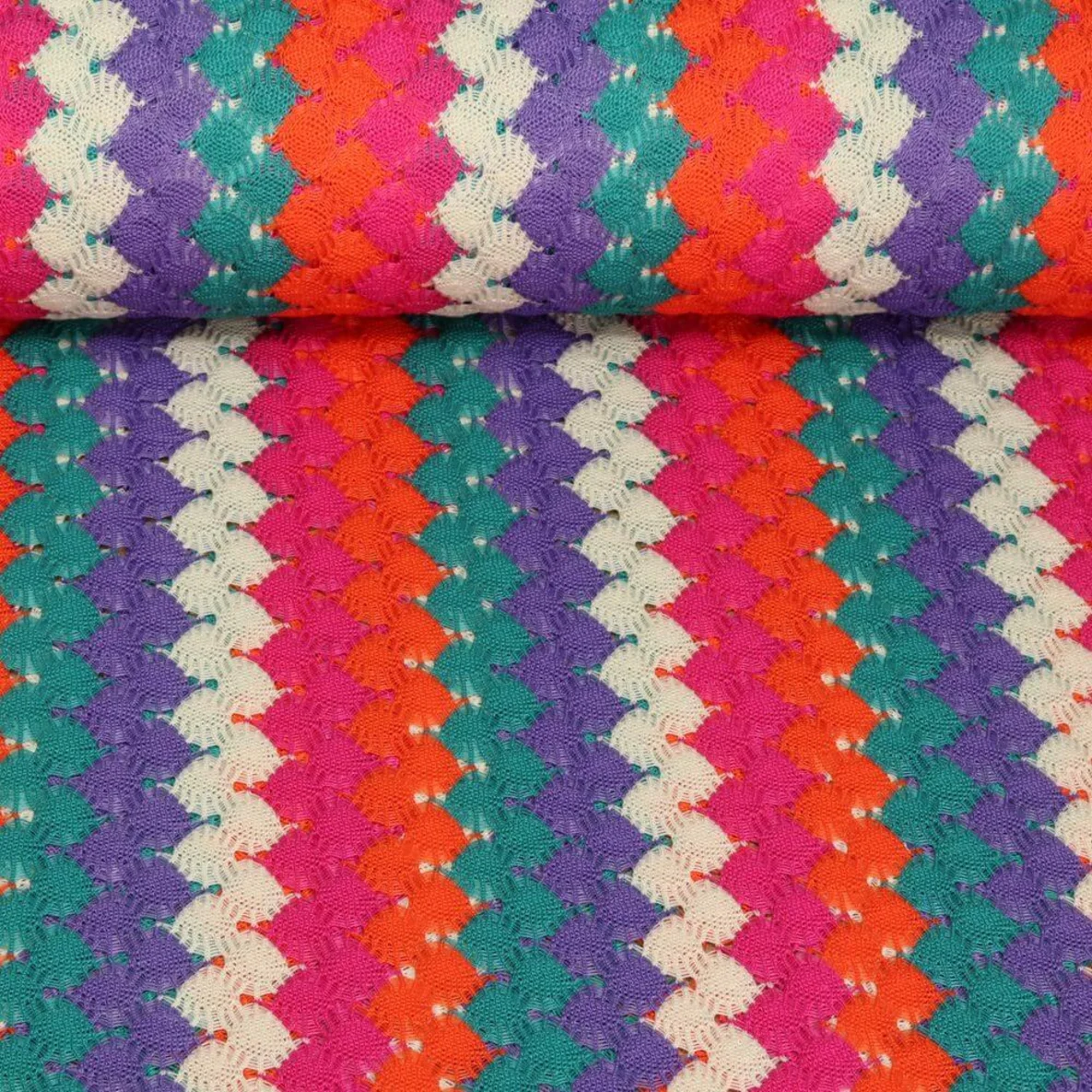 Spitzenstoff Crochet Rot Multicolor
